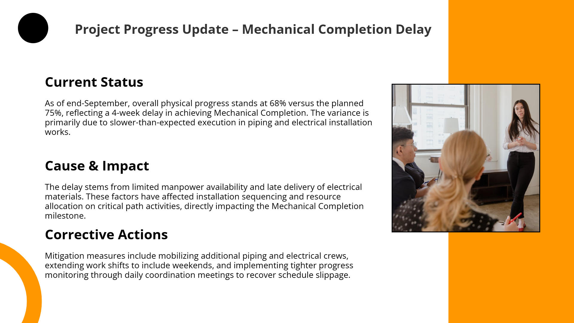 Project Progress Delay Report | Slidebyslide.ai
