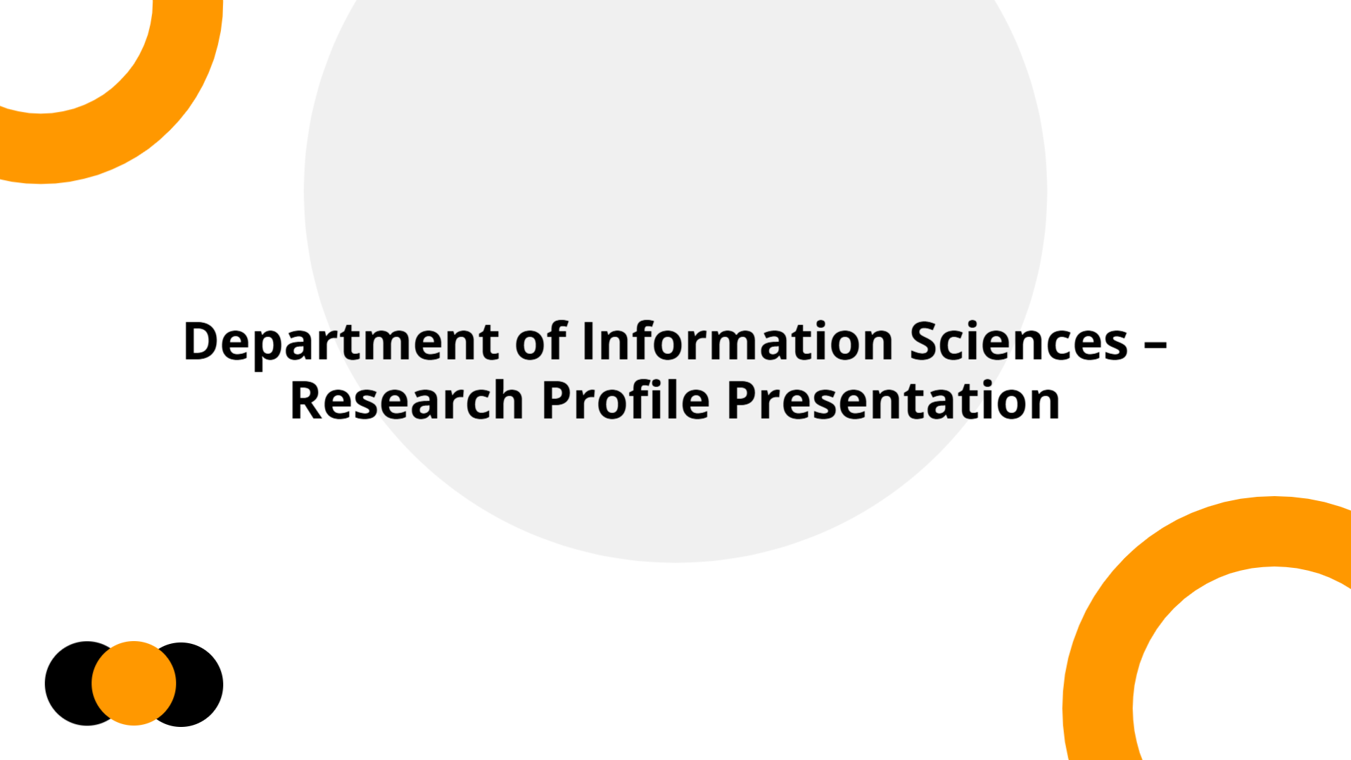 Department of Information Sciences – Research Profile Presentation ...