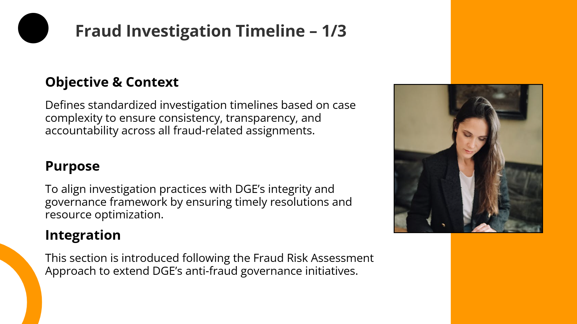 Fraud Investigation Timeline Integration | Slidebyslide.ai