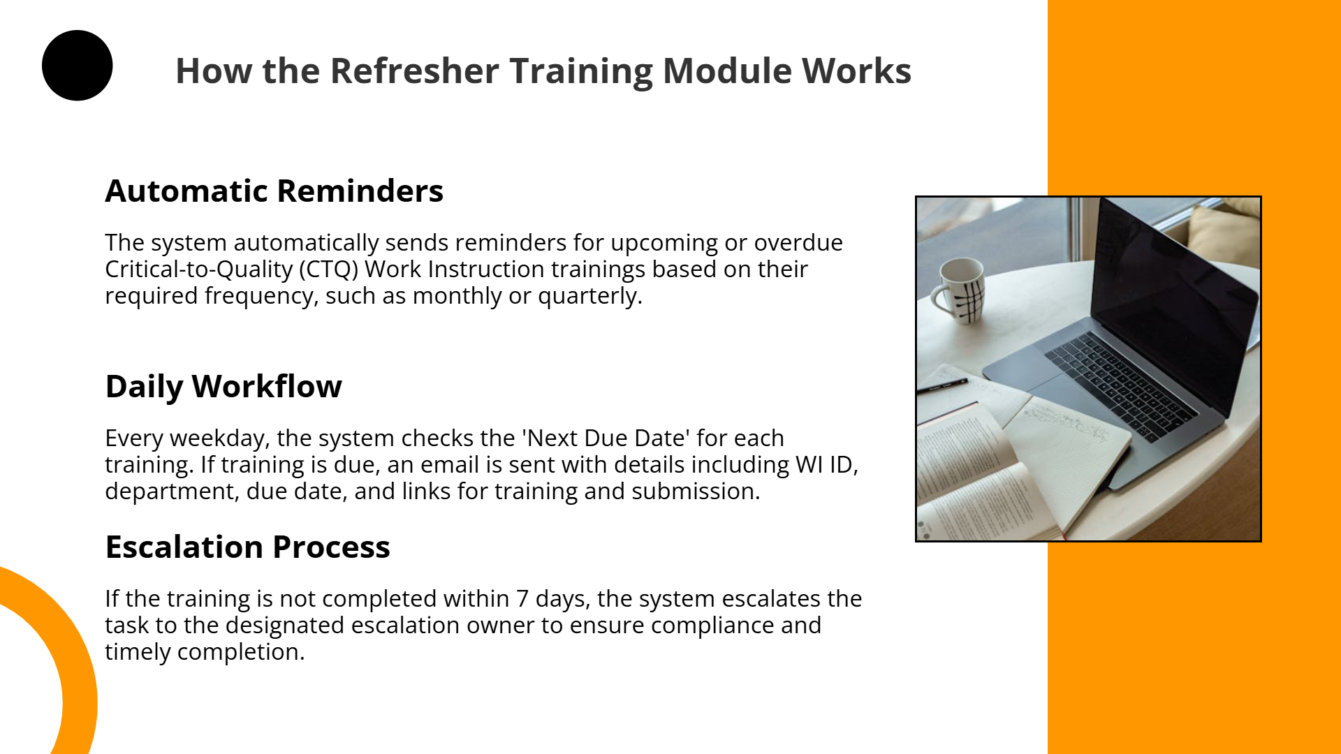 Refresher Training Module Workflow | Slidebyslide.ai